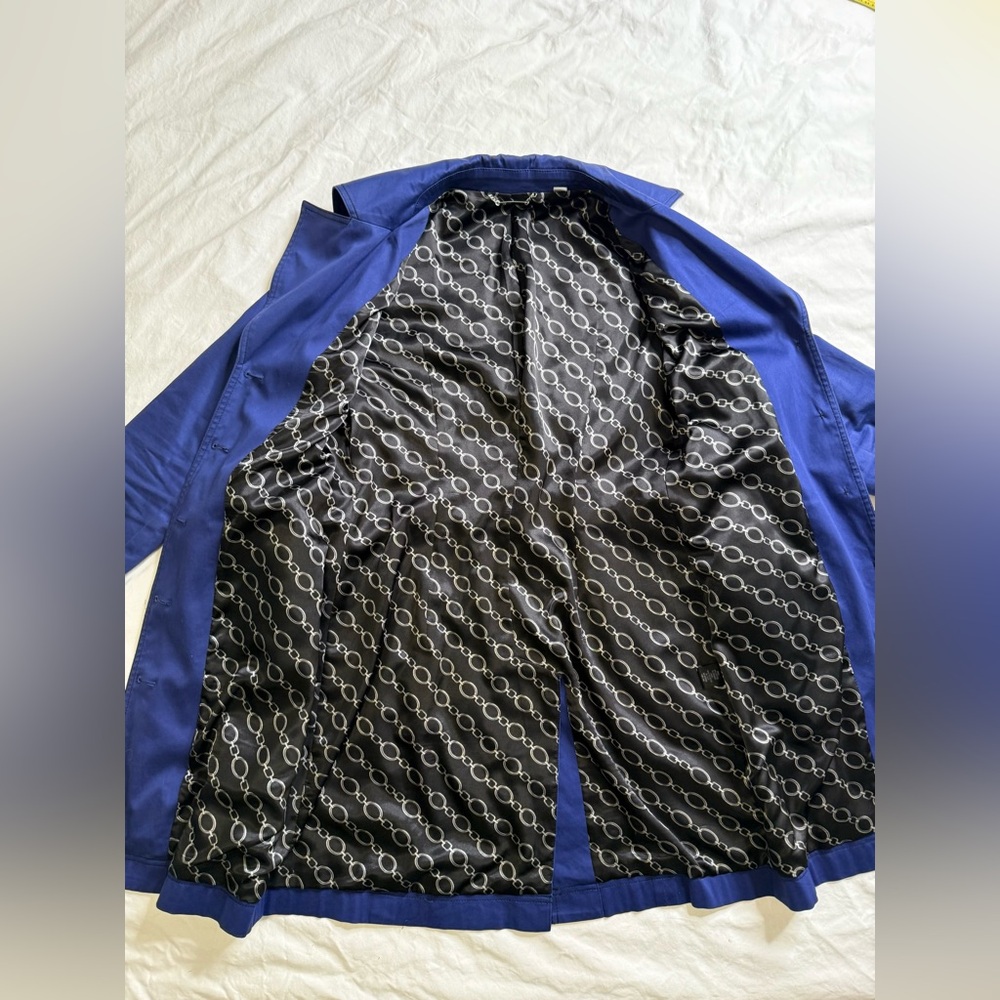 Apt. 9 Cobalt Blue Cotton Blend Trench Coat Belted Classic Spring Jacket Small - Picture 7 of 12